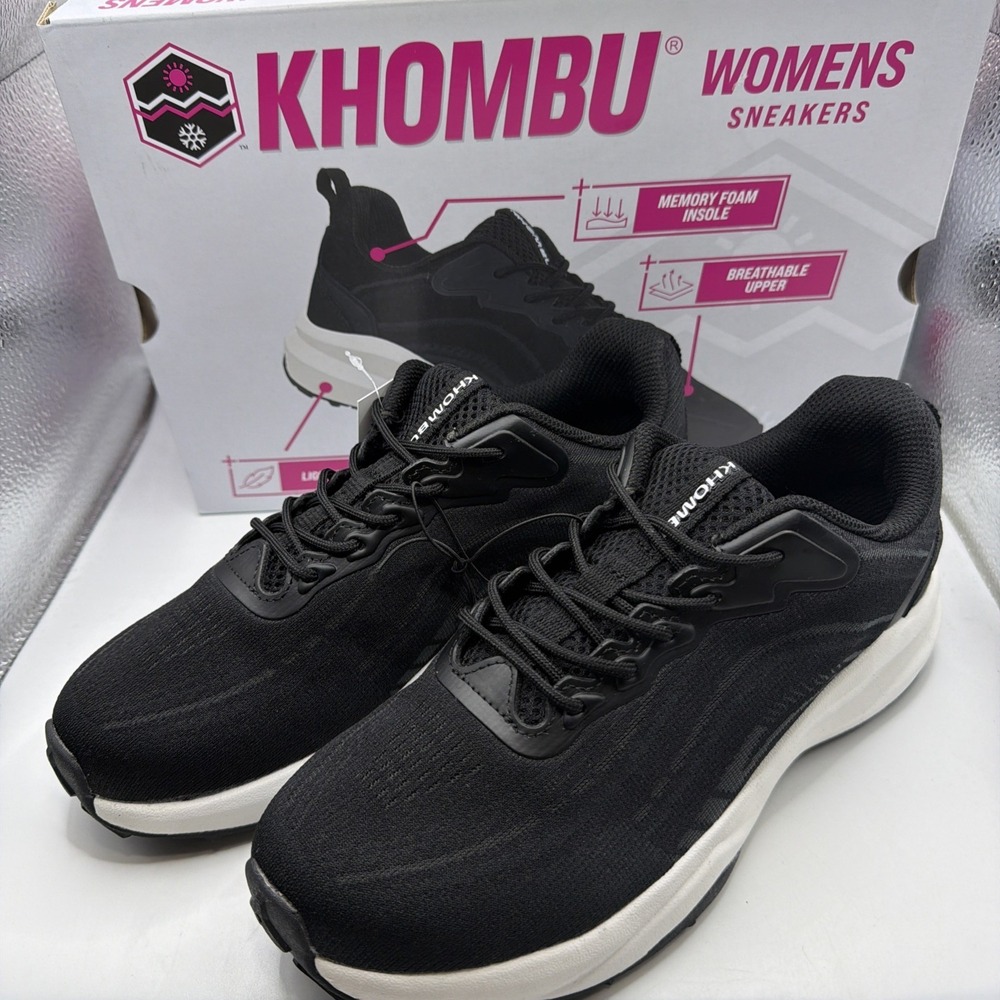 Khombu Women's Patan Black Sneakers Lightweight Memory Foam Breathable Size 7